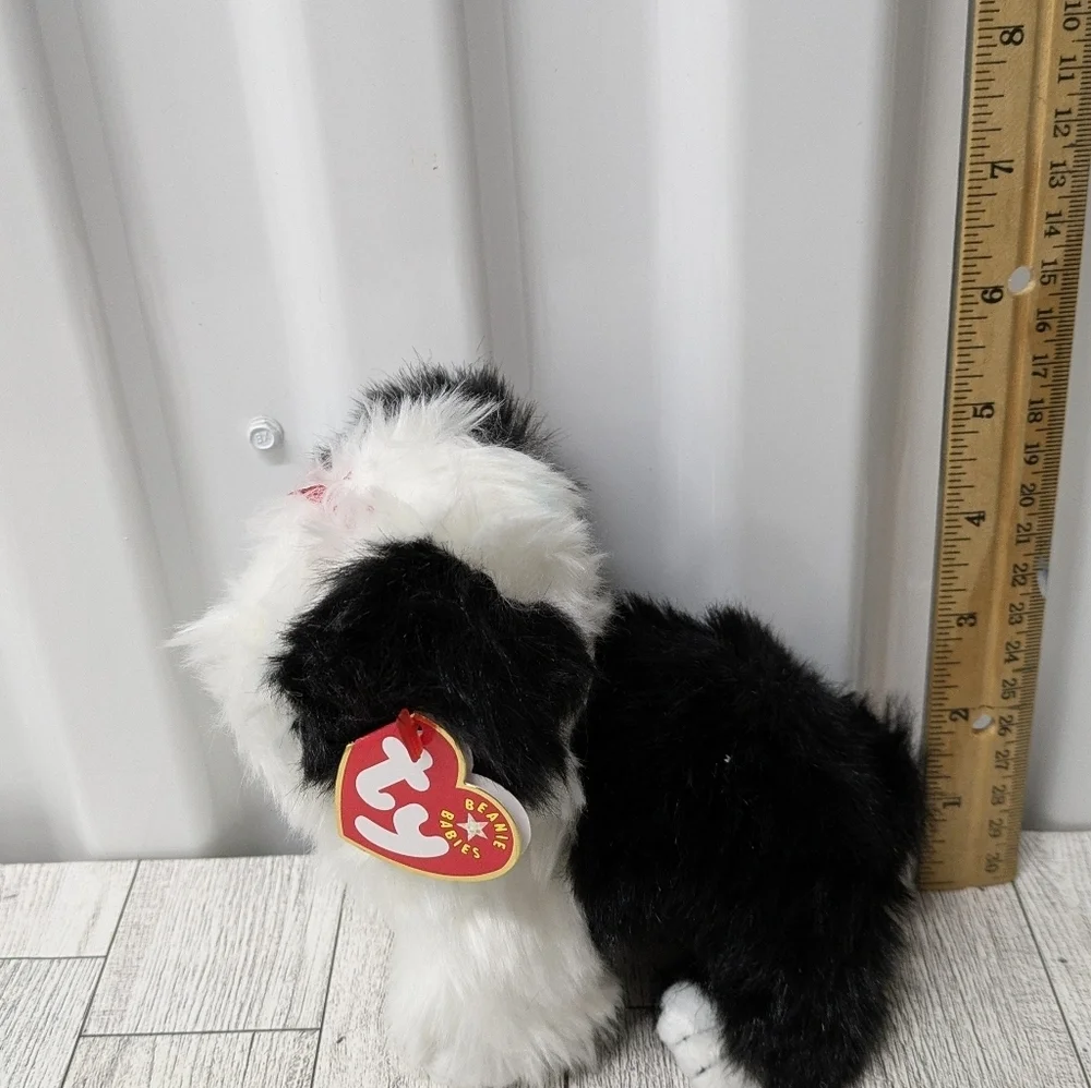 Ty Beanie Babies Black and White Plush with Red Bow